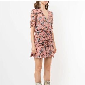 Veronica Beard Dakota Floral Mauve Metallic Silk Mini Dress – Size 6